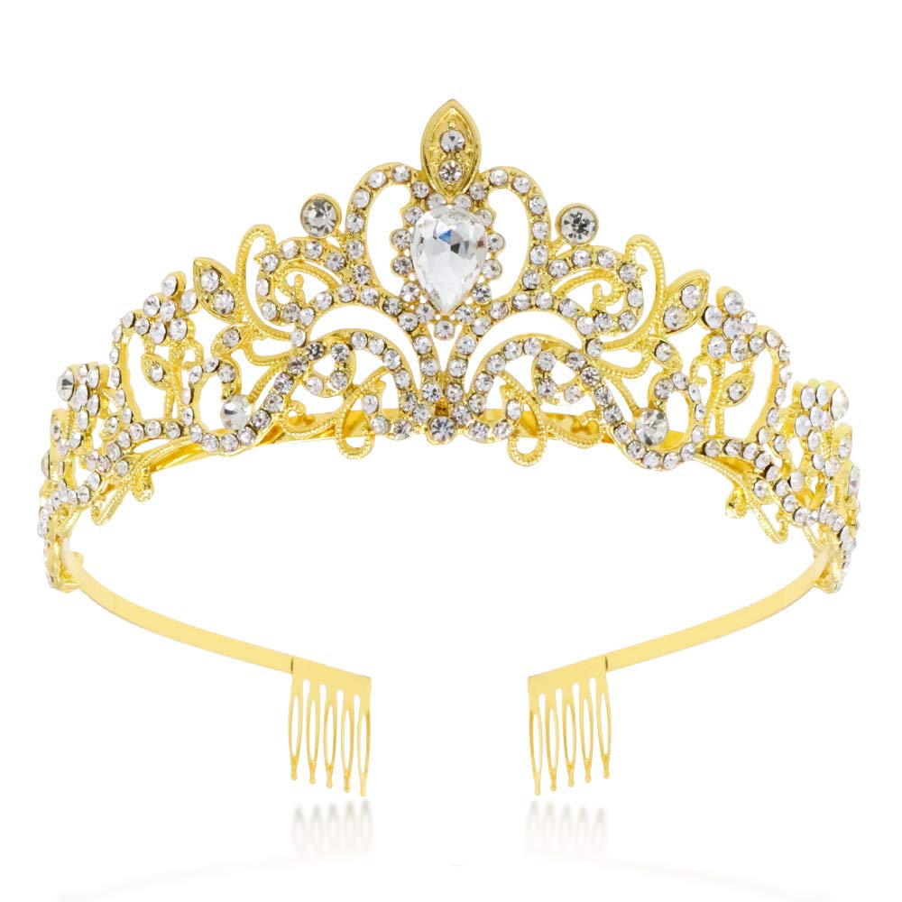 Tiaras y coronas doradas para mujer, coronas de princesa para novia, coronas elegantes con peines, diademas para mujer, para novia, boda,
