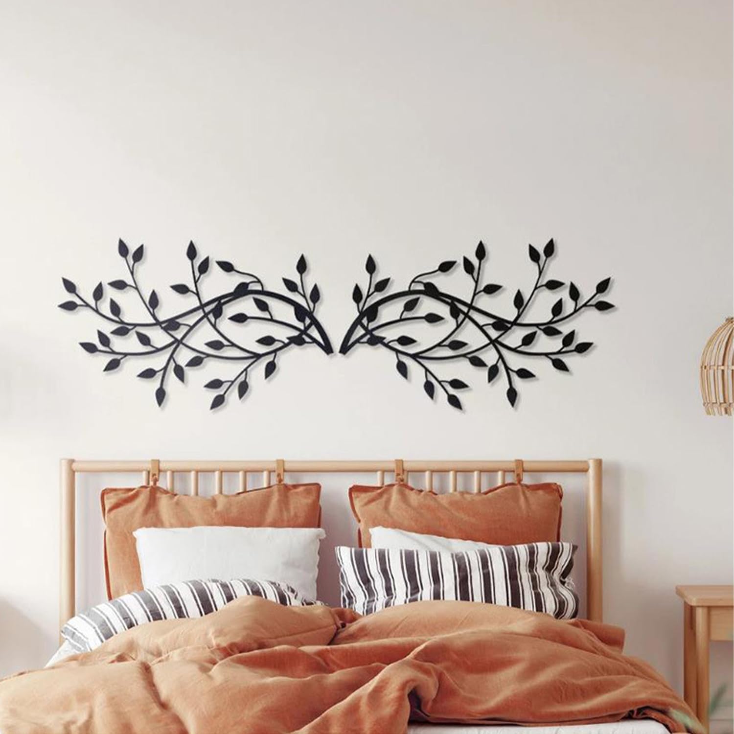 DoMyfit Decoración de pared de hoja de árbol de metal, esculturas de hierro forjado, rama de olivo, hoja de árbol de ala para colgar en la pared,