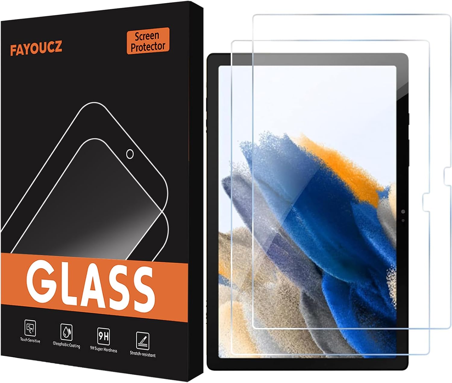 Paquete de 2 protectores de pantalla compatibles con Samsung Galaxy Tab A8 de 10.5 pulgadas, modelo SM-X200X205X207, película de vidrio templado