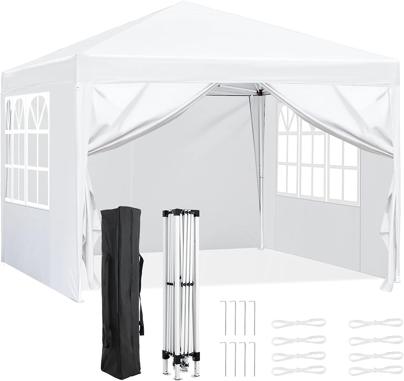 Tienda de campaña desplegable de 10 x 10 pies, refugio instantáneo comercial portátil, altura ajustable, para eventos al aire libre, con 4 paredes