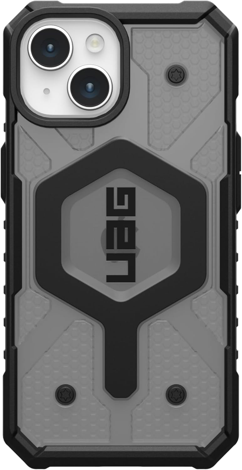 URBAN ARMOR GEAR UAG – Funda compatible con iPhone 15 de 6.1 pulgadas, Pathfinder transparente cenizanegro, imán integrado compatible con carga