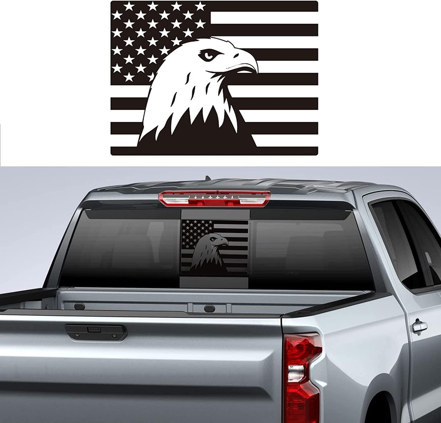Adhesivos para ventana trasera central (águila), calcomanías de bandera estadounidense, calcomanías para ventana trasera deslizante para Ford F150