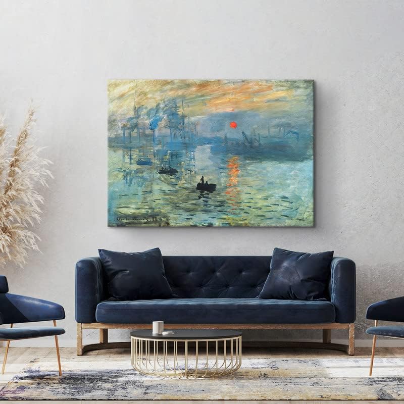 CanvasWAY – Impresión de Claude Monet en lienzo con impresión de amanecer, arte de pared clásico, arte moderno, expresionismo, pintura sobre lienzo,
