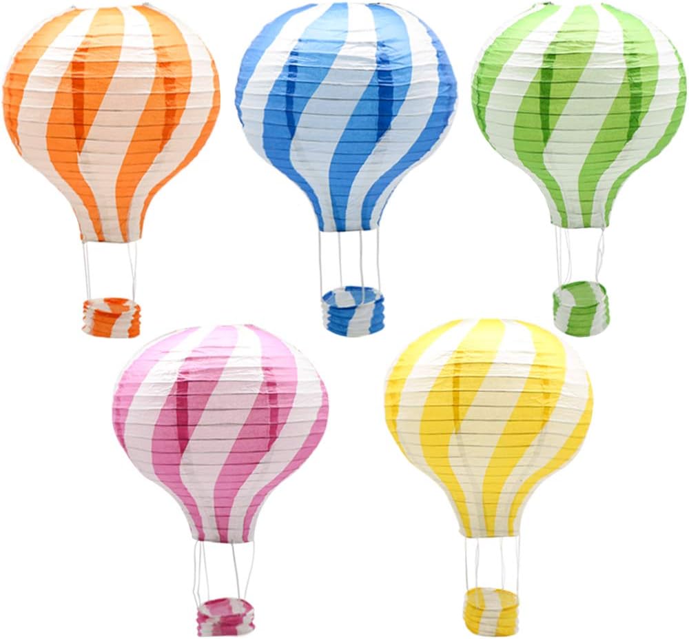 Juego de linternas de papel colgantes con globos aerostáticos, decoración de fiesta, cumpleaños, boda, Navidad, fiesta, regalo, 12 pulgadas, paquete
