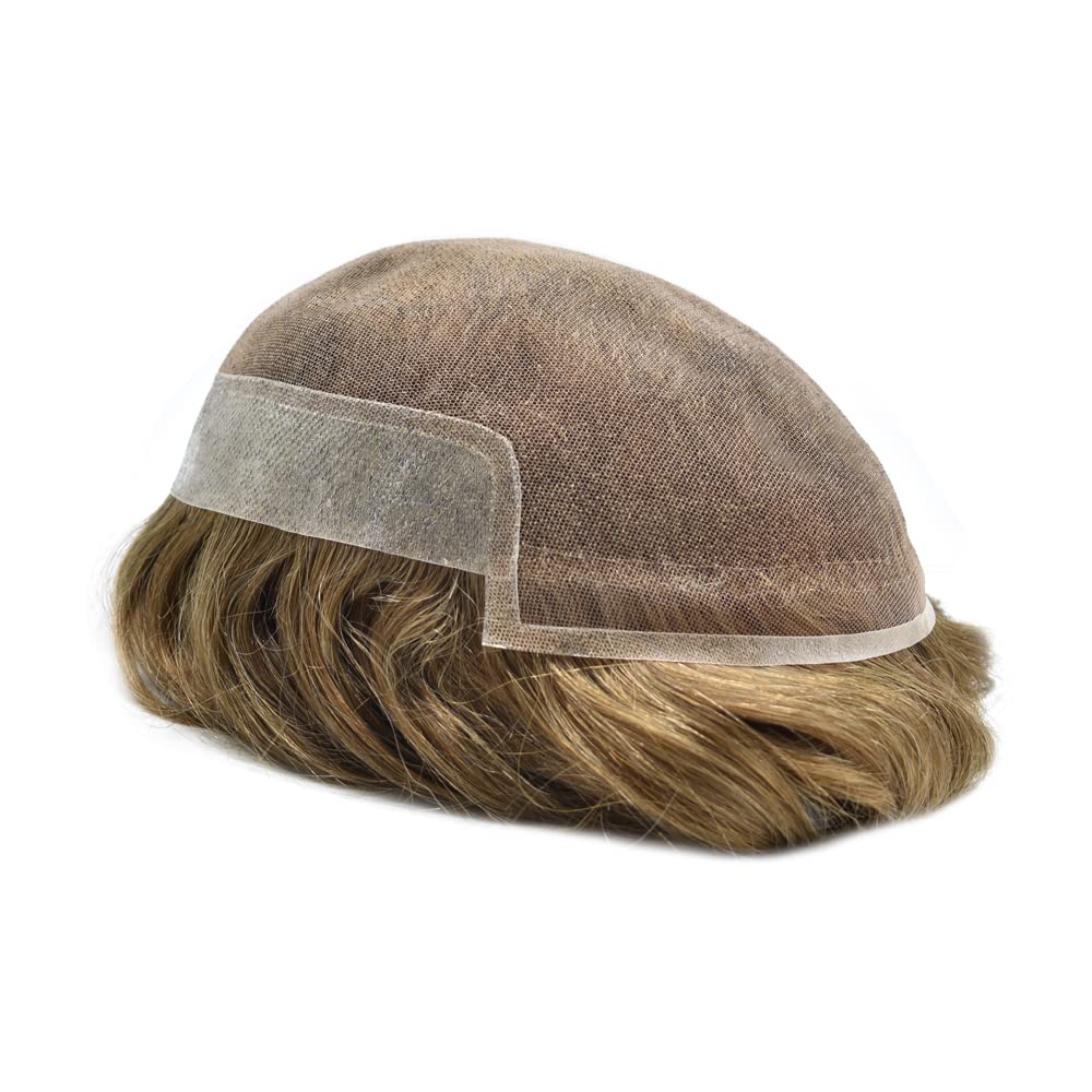 RESHE Sistema de cabello para hombre, tupé para hombres, cabello humano real, transparente, encaje suizo frontal, piezas de cabello para hombres,