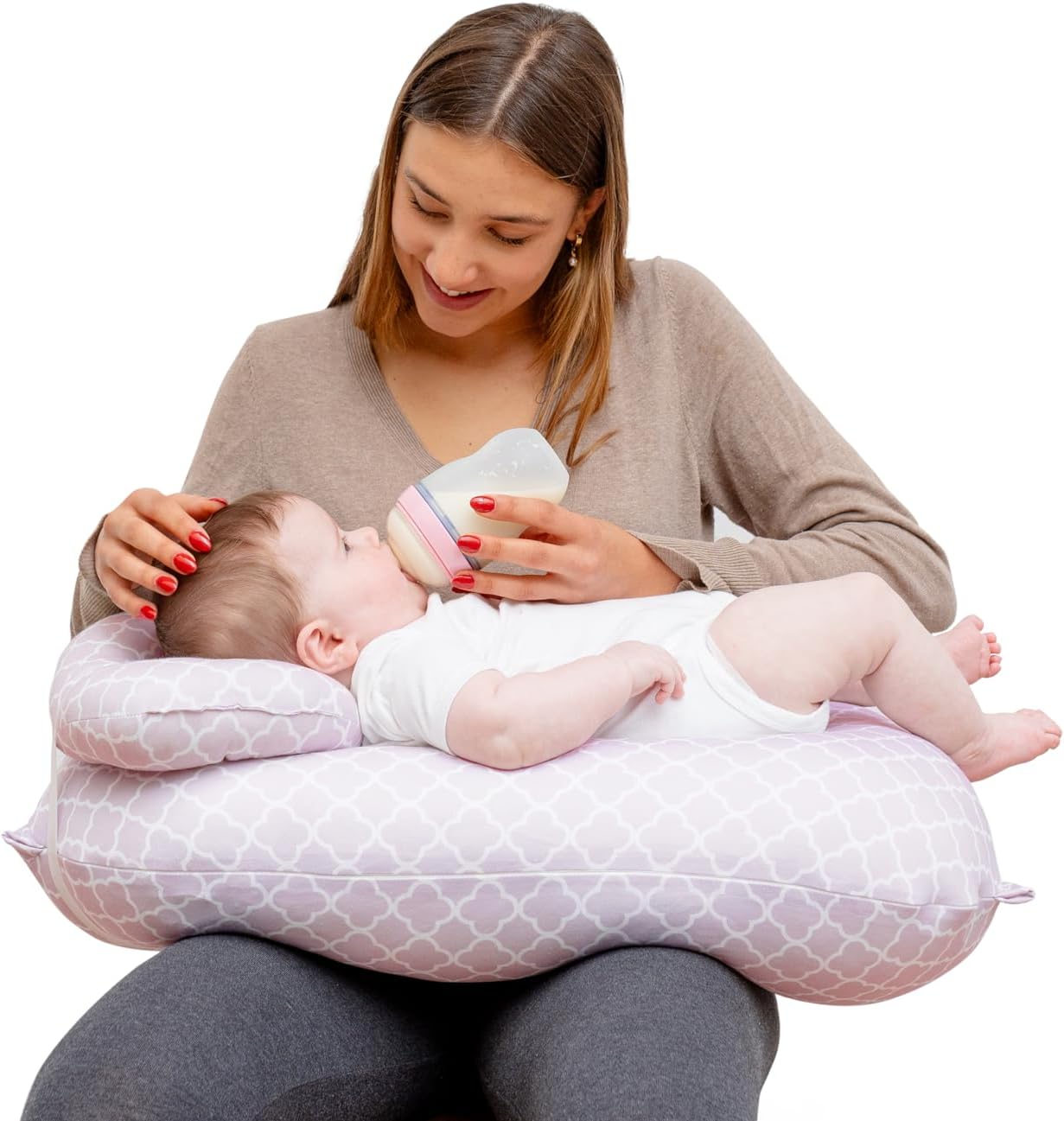 Pharmedoc Almohada de lactancia para lactancia materna – Almohadas de lactancia materna con reposacabezas y correas ajustables para la cintura –