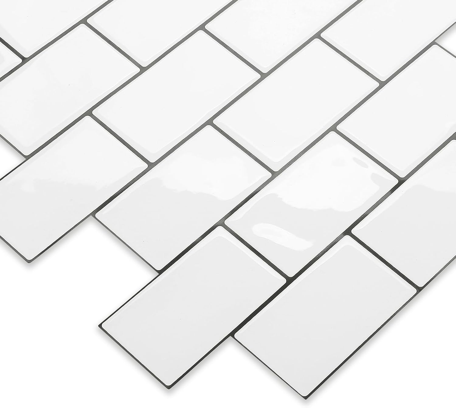 Tilingview Azulejos de metro de 10 hojas de vinilo blanco autoadhesivos para decoración del hogar (12 x 12 pulgadas, blanco)