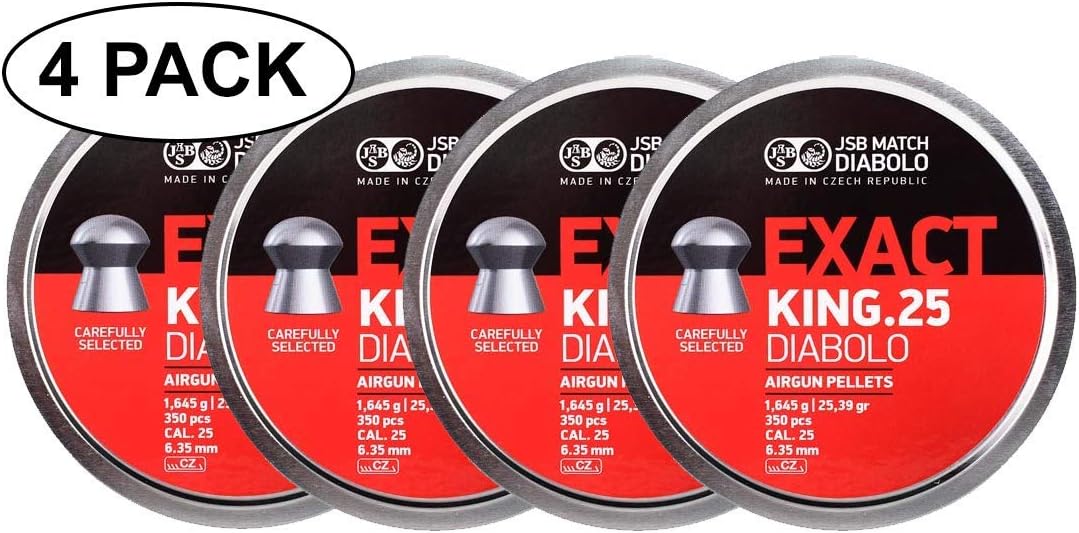 JSB Match Diabolo Exact King . 25 Cal, 25.39 Granos, Cúpula, 350 ct