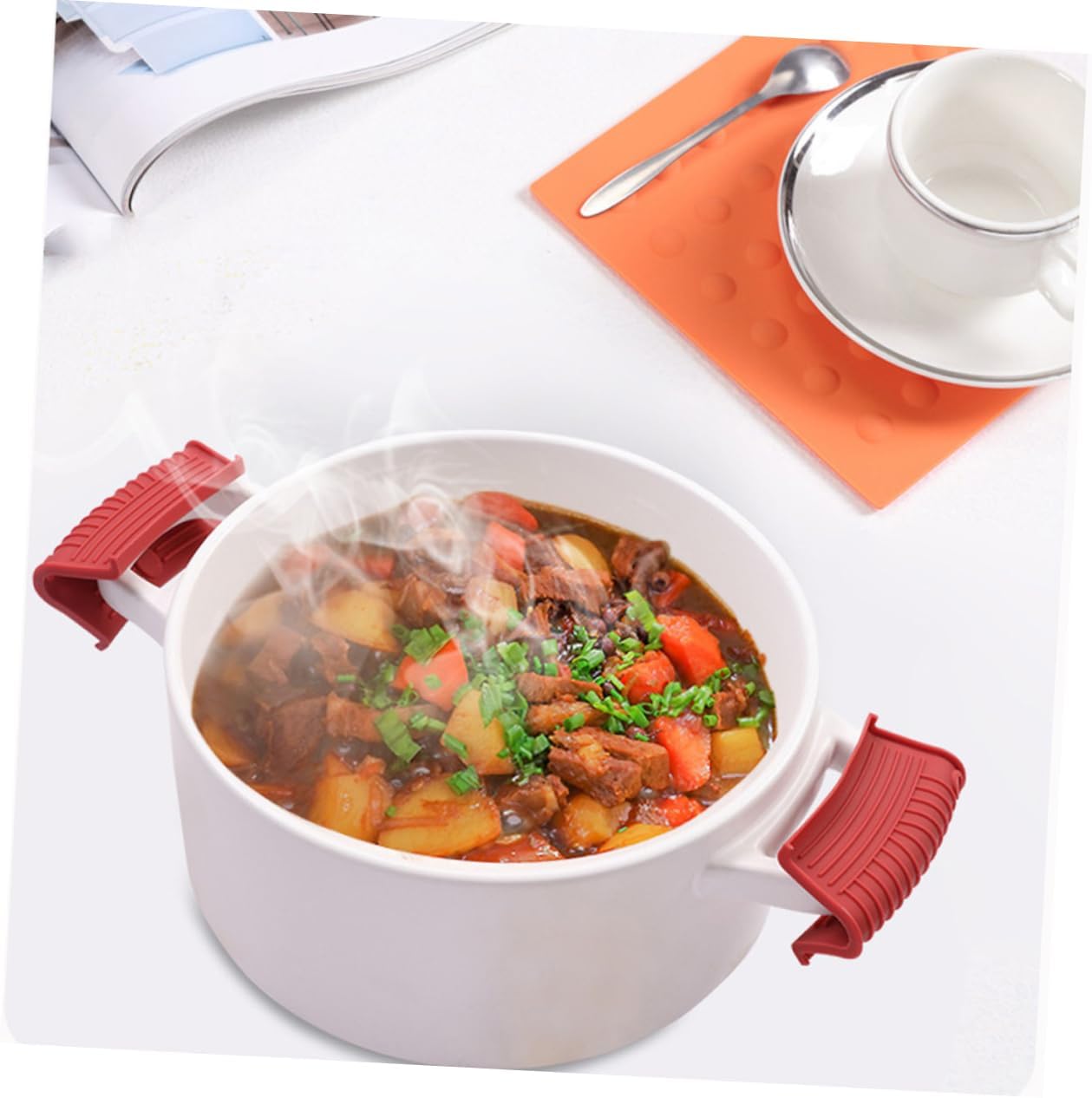 2 pares de fundas aislantes para ollas, funda de silicona para ollas calientes, soporte para mango de sartén caliente, guantes de horno con