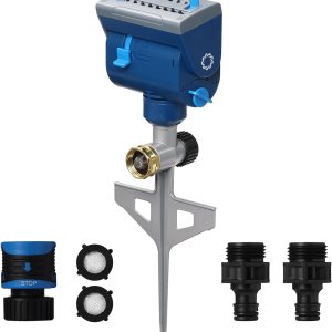 Airthereal Aspersor oscilante con estaca de metal y juego de adaptadores de conexión rápida, control de rango de riego, ancho y caudal, cubre hasta Airthereal Aspersor oscilante con estaca de metal y juego de adaptadores de conexión rápida, control de rango de riego, ancho y caudal, cubre hasta