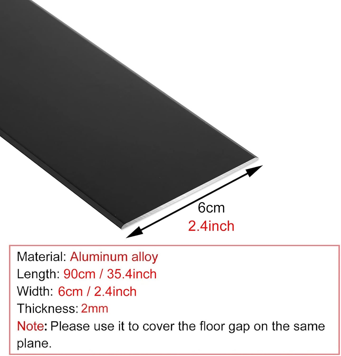 Tira de transición de piso plano de 0.8″1.4″2″2.4″ de ancho, barras de puerta de metal para hueco de piso laminado, cubierta de umbral de puerta de