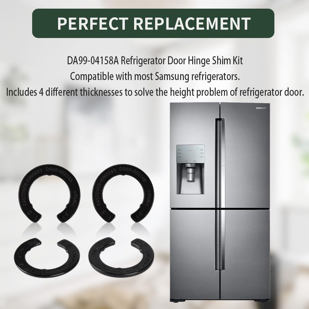 DA99-04158A Kit de cuña de bisagra para puerta de refrigerador, accesorio de montaje para refrigeradores Samsung, reemplaza a DA60-00314C, con 4