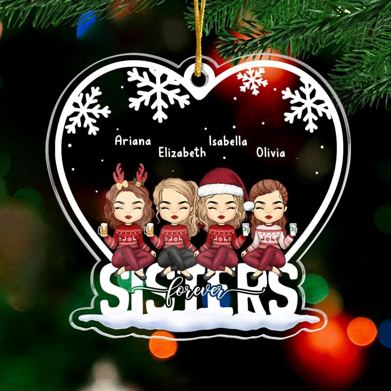 Pawfect House Sisters are Forever Friends – Adornos acrílicos personalizados para árbol de Navidad 2023, decoraciones para árbol de Navidad, regalos