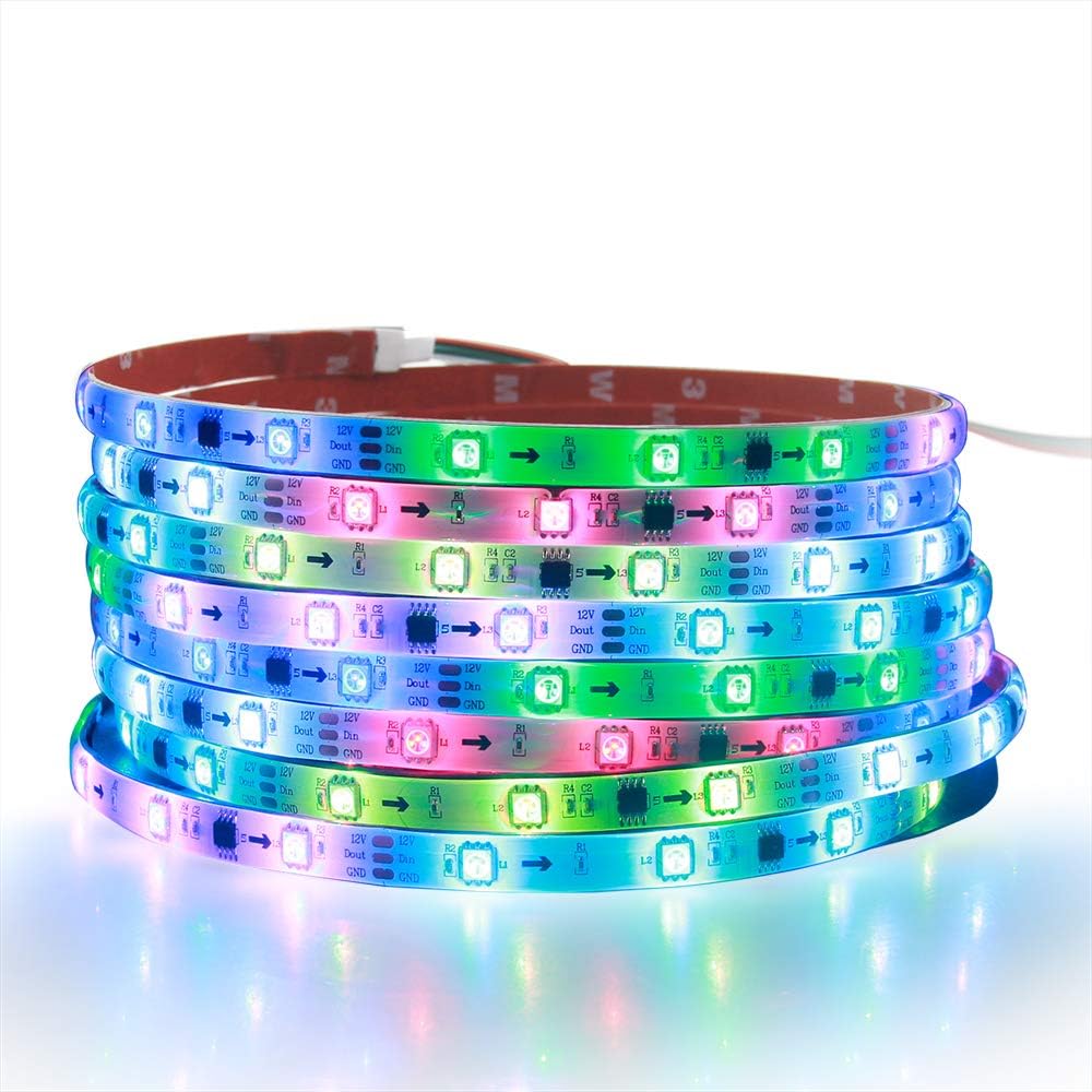 ALITOVE WS2811 – Tira de luces LED RGB direccionable 12 V 16.4ft 150 LED de ensueño programable digital LED Pixel Lights impermeable IP65 con 3M VHB