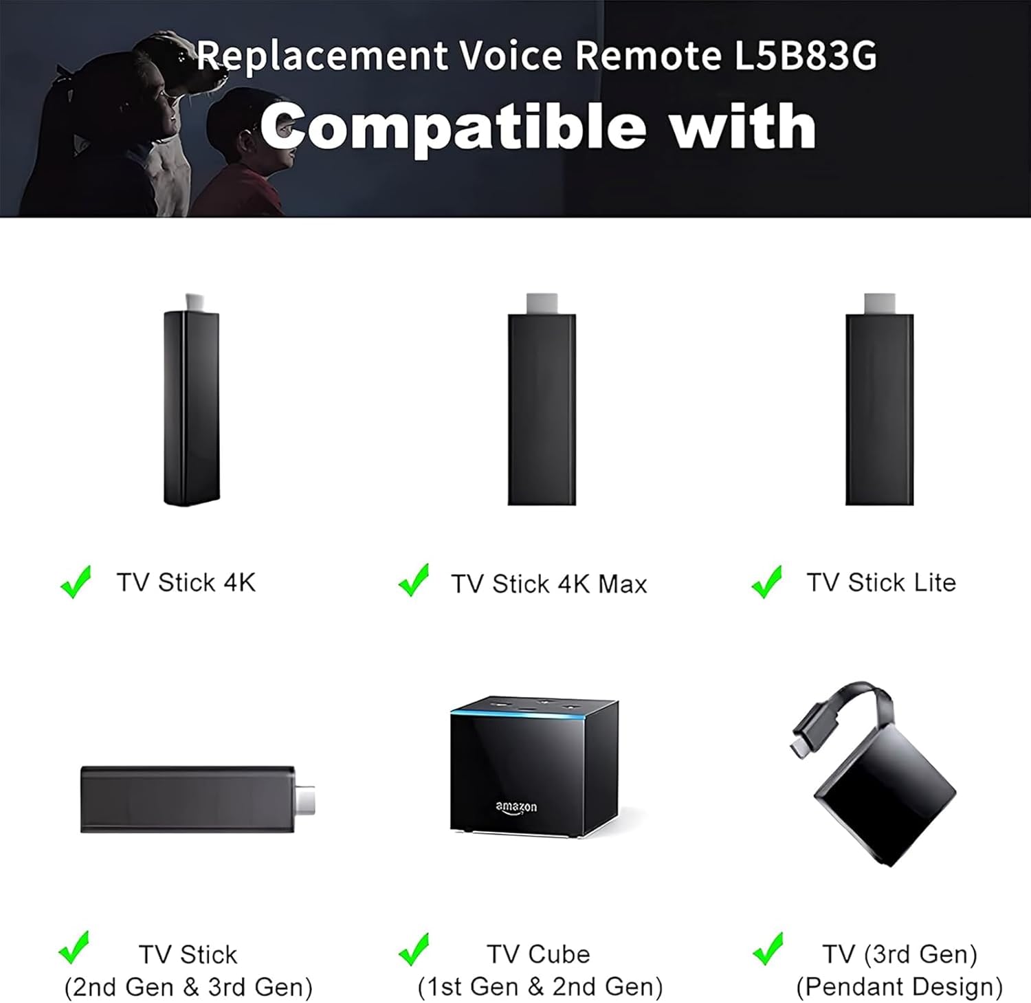 Repuesto de repuesto para control remoto de voz L5B83G compatible con TV Stick 4KMaxLiteCube No para televisores Insignia, televisores Toshiba,