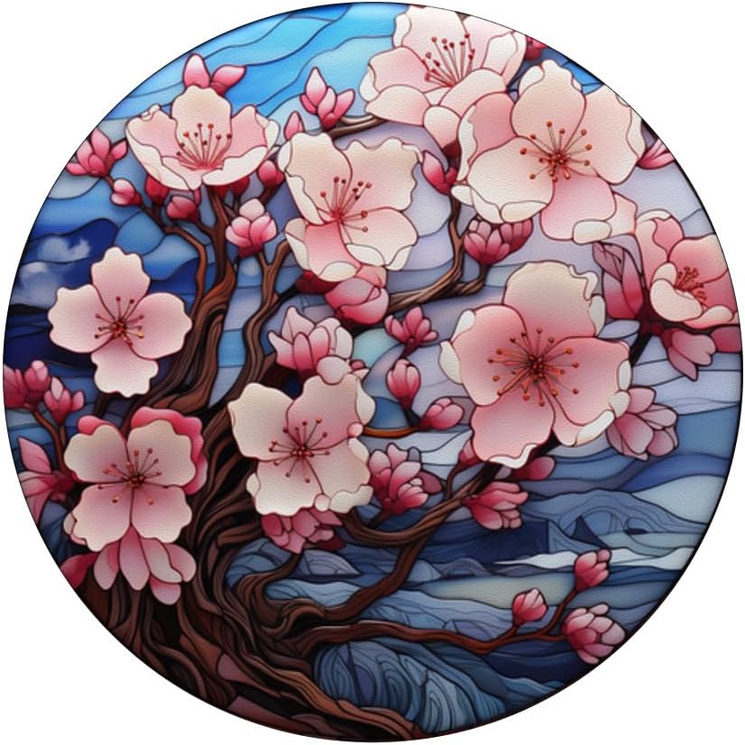 Vidrieras de color de agua flores de cerezo PopSockets Standard PopGrip