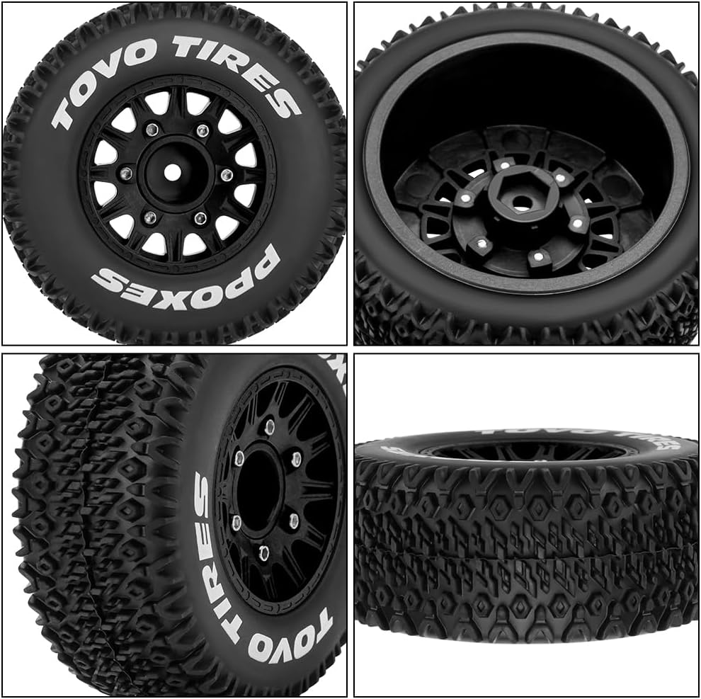 GLOBACT Ruedas y neumáticos hexagonales RC de 0.472 in0.551 in para camiones RC para 110 Slash 2WD 4 × 4 Arrma Senton Axial Losi Redcat Rc4wd Hex