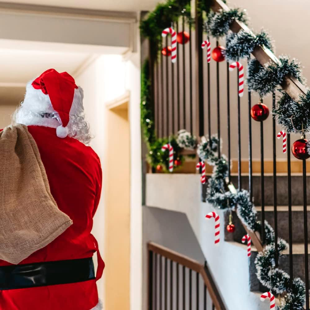 48 piezas de bastón de caramelo para decoración de árbol de Navidad, adornos colgantes de caramelo para árbol de Navidad, bastón de caramelo de