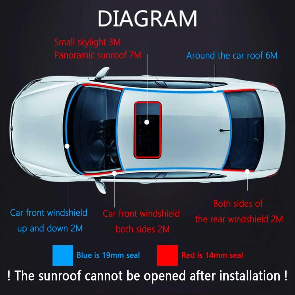 Burlete de 16.4 pies para parabrisas de automóvil, corte en forma de T, sello de techo corredizo con autoadhesivo, borde de goma impermeable para