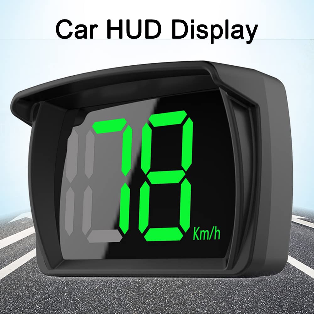 FANGZI Pantalla HUD para automóvil, pantalla frontal para coche, KMH, MPH, velocímetro digital con pantalla LED de fuente grande, adaptador de carga