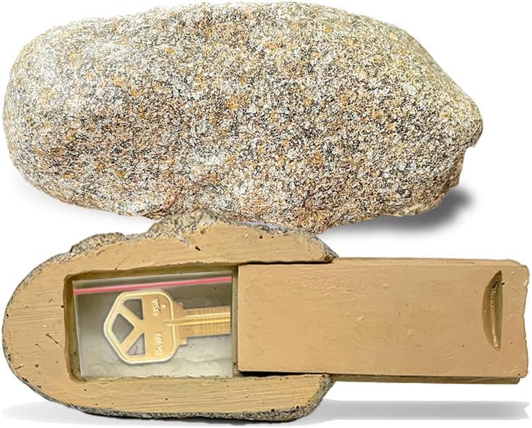 PANGAEA Hide-a-Spare-Key – Roca falsa  Se ve y se siente como piedra real  Seguro para jardín al aire libre o patio, geocaching (tipo C, 1 paquete),