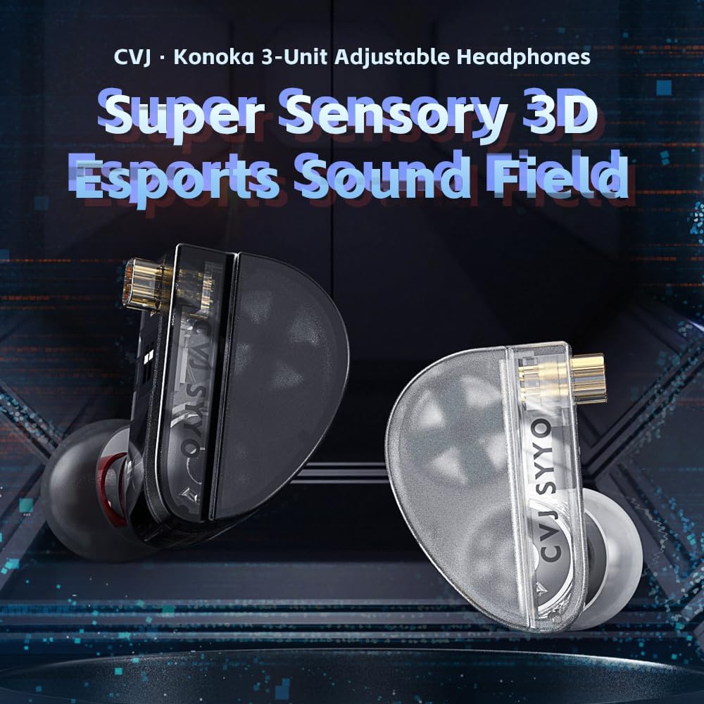 Linsoul CVJ Konoka – 1 controlador vibratorio + 1 DD +1 BA Triple Hybrid Driver in Ear Auriculares con 4 modos acústicos, cable de cobre desmontable