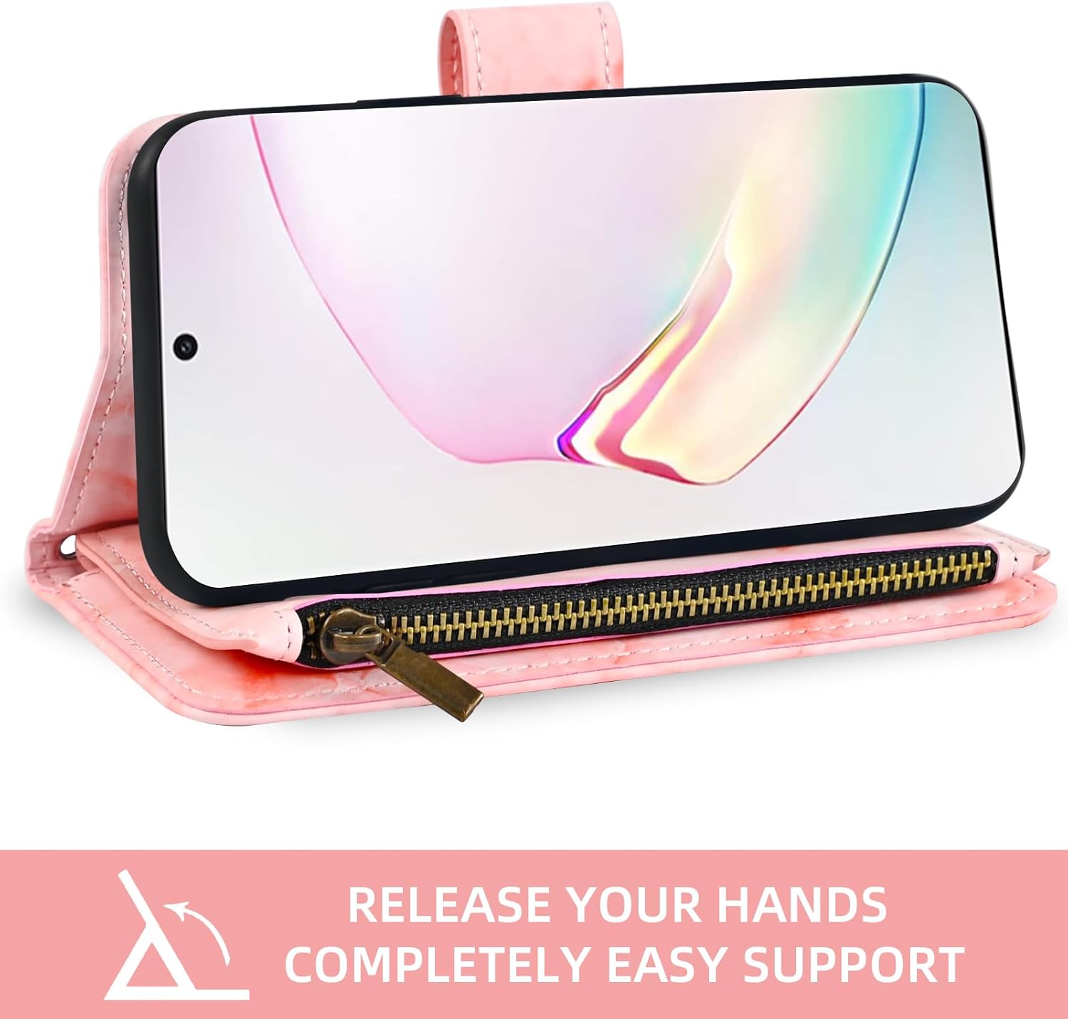 Asuwish Funda para teléfono Samsung Galaxy Note 10 Plus Note10+ 5G Wallet Cell Cover con protector de pantalla de vidrio templado y soporte para