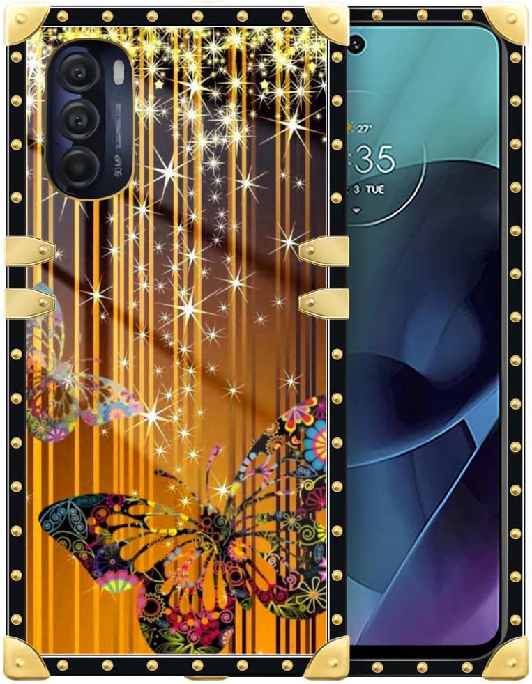 DAIZAG Funda para Moto G 5G 2022, diseño de mariposa, brillante, retro, elegante, decoración dorada, suave, antiarañazos, para niña y mujer, funda