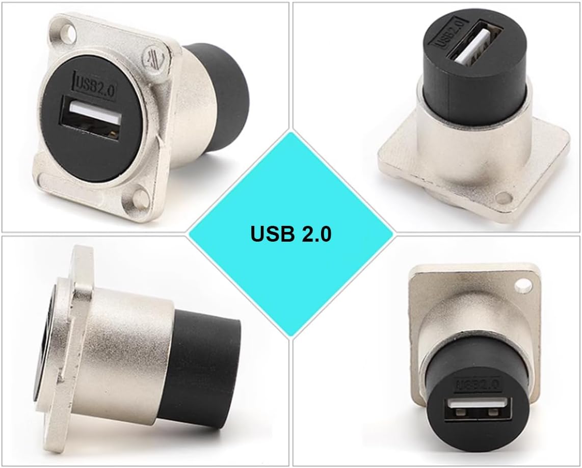 PENGLIN 2 conectores USB 2.0 de montaje en panel, puerto USB tipo D, enchufe hembra de transferencia de datos, alimentación a través del acoplador