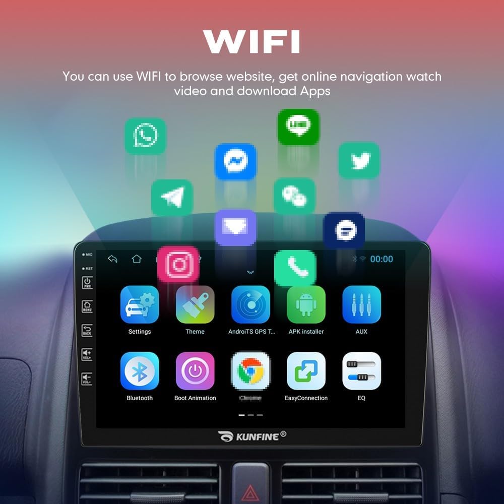 Kunfine Coche CarPlay Android Navegación Automática Estéreo GPS Radio Cámara Pantalla 10 “IPS Pantalla Táctil Headunit Tablet Pad Media Player para