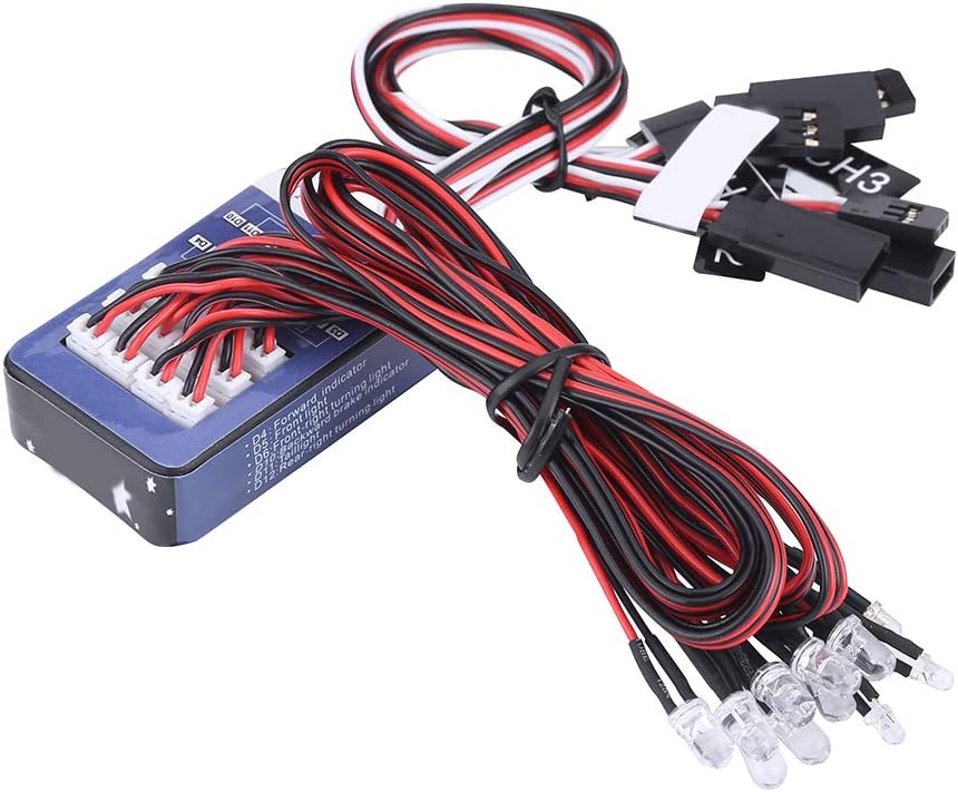 VBESTLIFE Accesorio RC, kit de sistema de iluminación LED de 12 luces intermitentes de simulación para 110 18 RC cochecamiónoruga