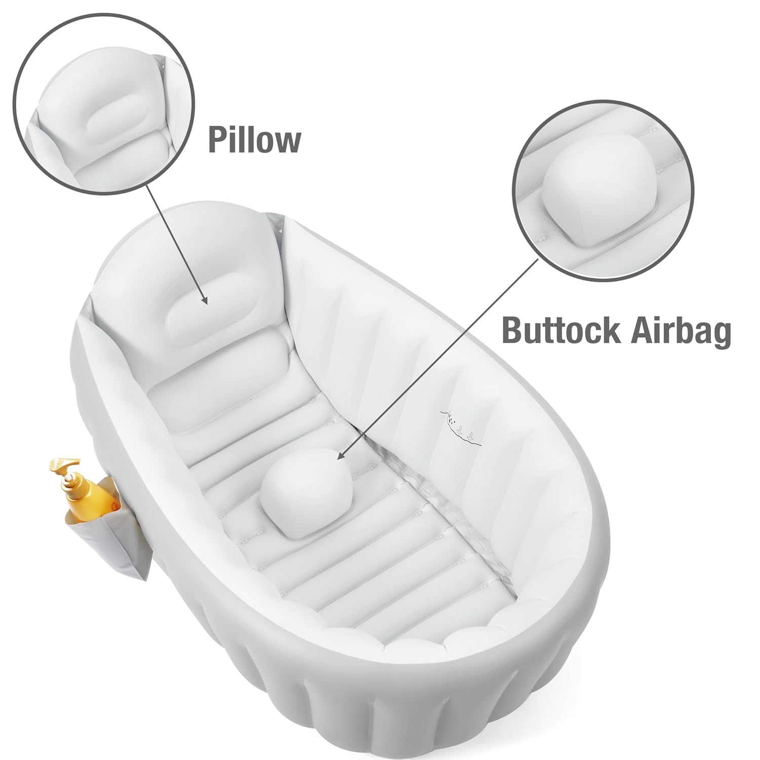 PandaEar Bañera inflable para bebé para ducha, bañera portátil plegable para niños, bañera de bebé de 6 a 12 meses, bañera de viaje para bebé,