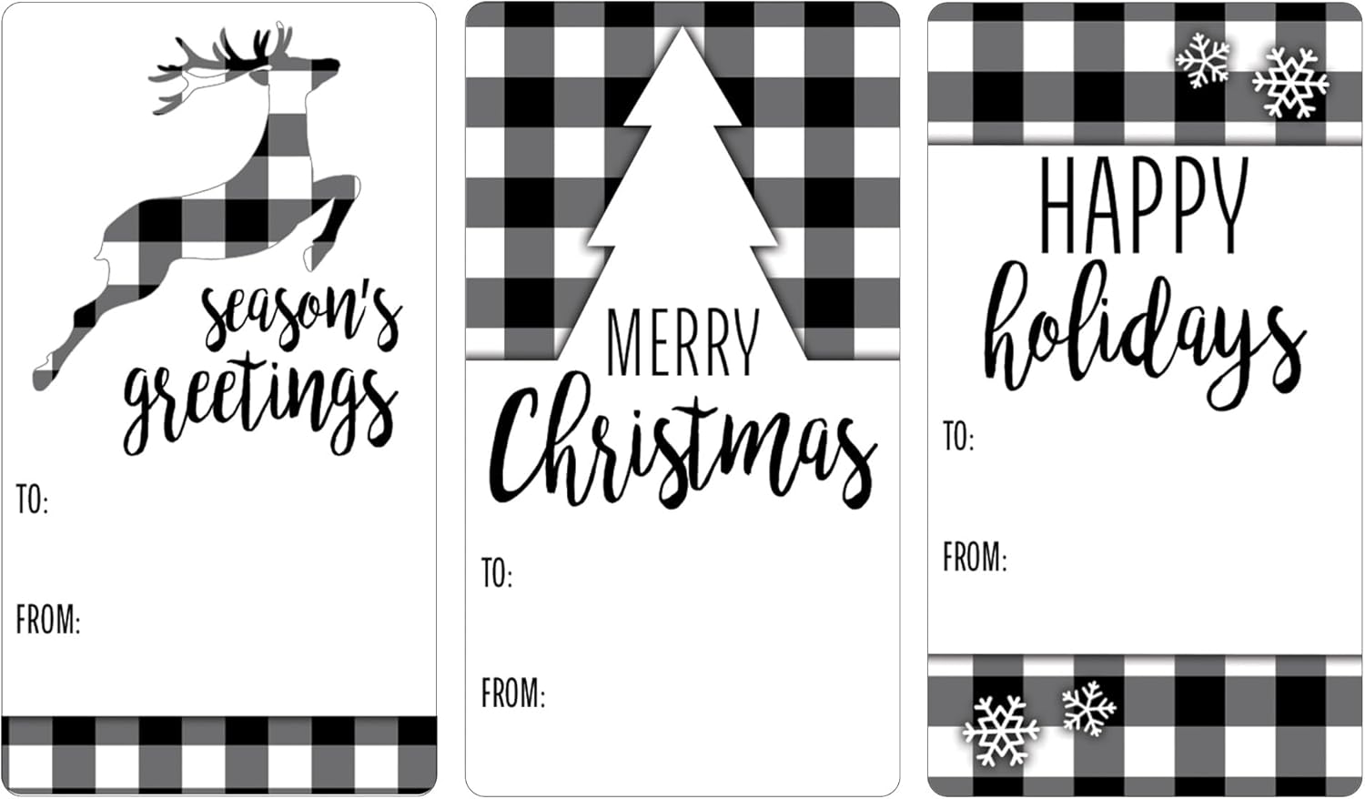 Etiquetas adhesivas de regalo de Navidad a cuadros en blanco y negro  75 etiquetas  Etiquetas de papel de regalo a cuadros  Calcomanías