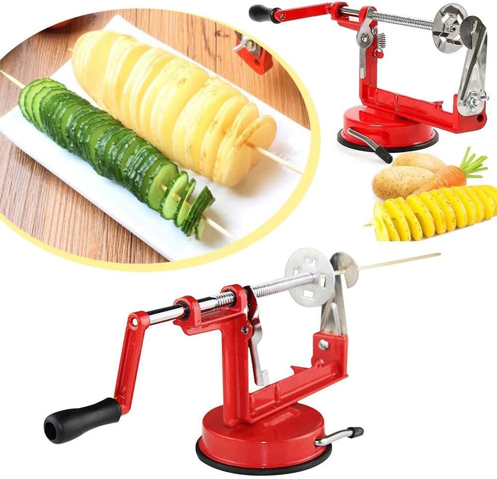 Cortador de manzana 3 en 1, cortador de manzana de larga duración con potente base de succión y cuchillas de acero inoxidable para manzanas, papas y