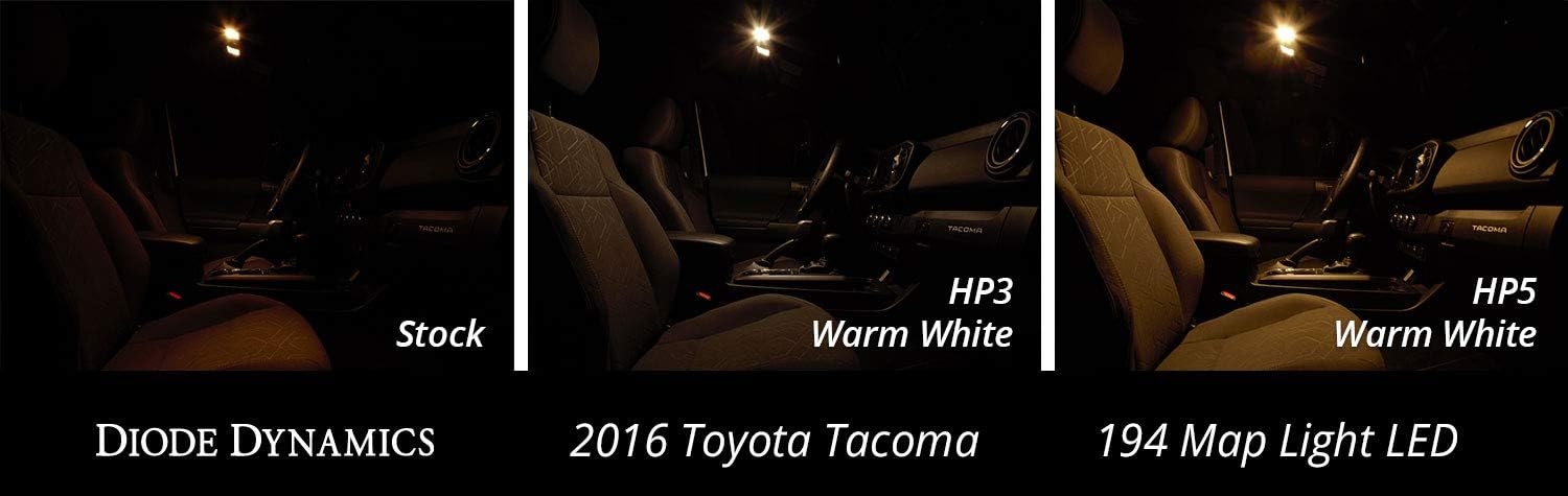 Diode Dynamics Luces LED de mapa compatibles con Toyota Tacoma 2005-2023 (par), 194 HP3 Cool White (6000 K)