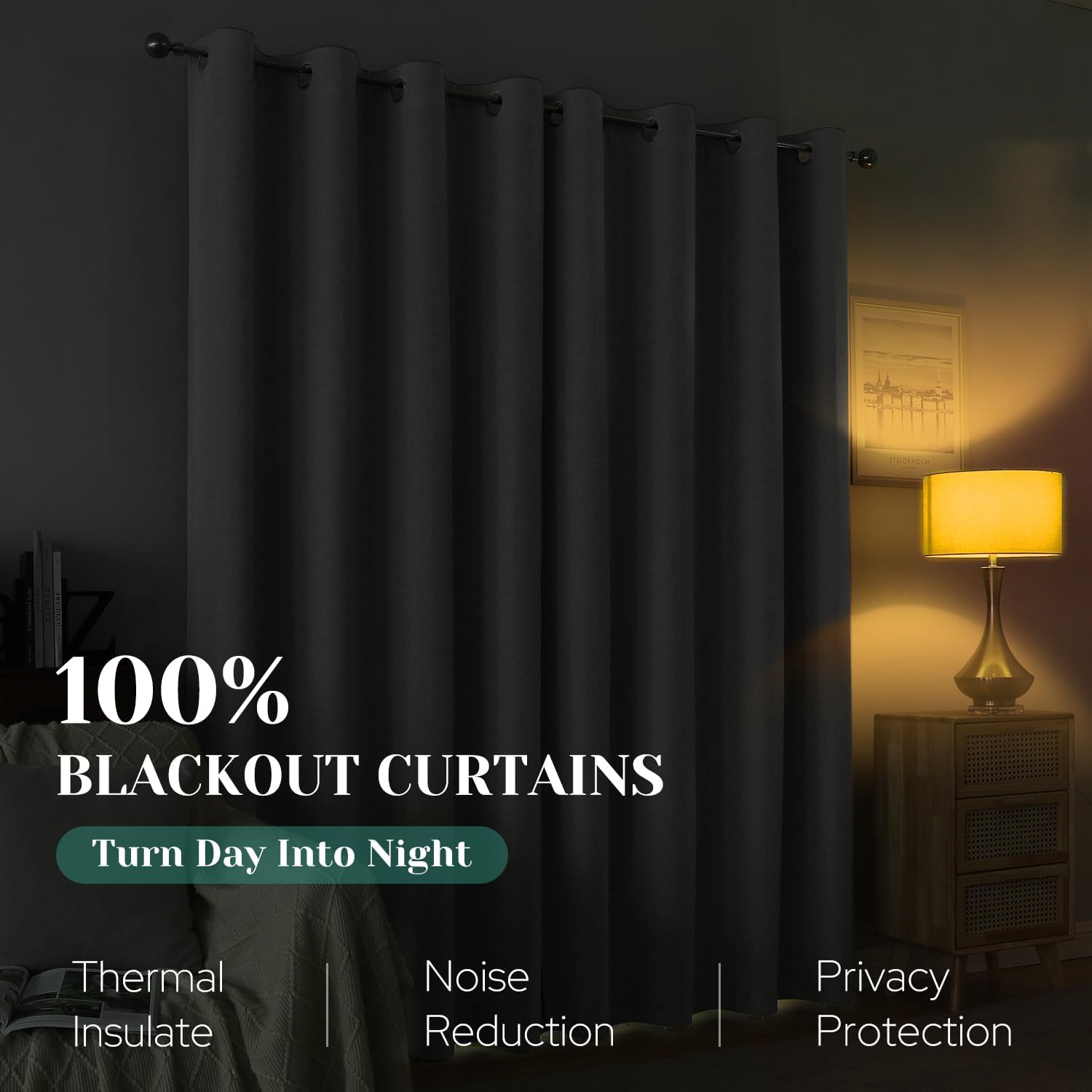 HOMEIDEAS Cortinas opacas 100% de lino beige claro para dormitorio, cortinas de 52 x 63 pulgadas de largo, 2 paneles para sala de estar, lino