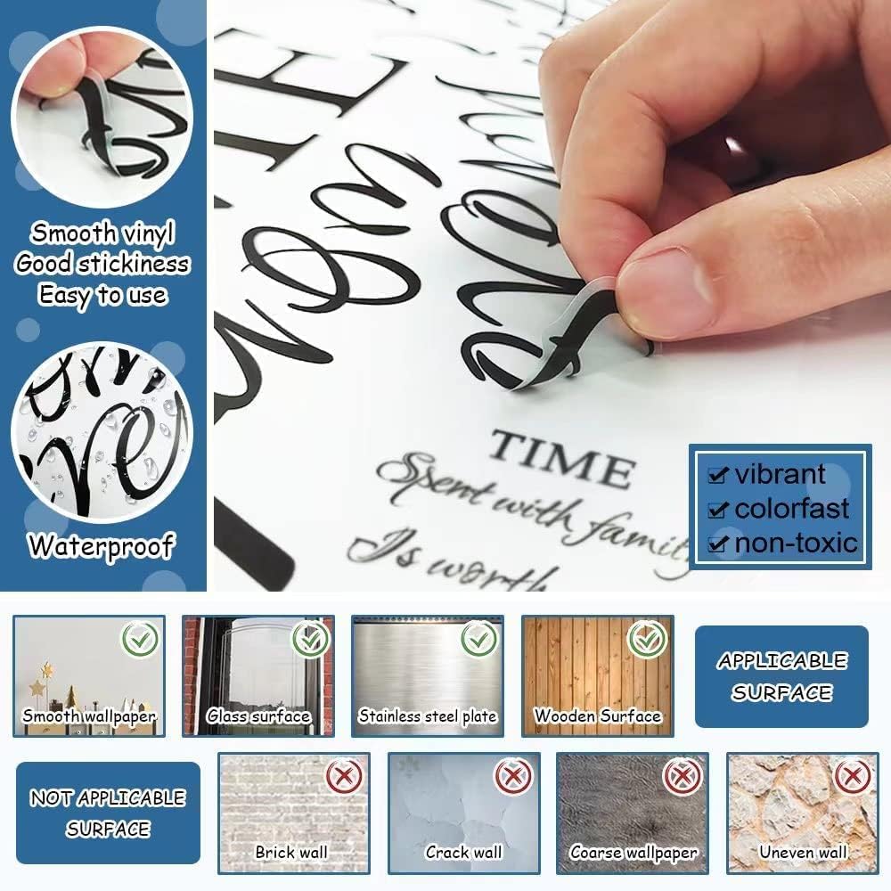 Calcomanías de pared con citas de cocina, 9 unidades, calcomanías Roll It Let’s Spoon, utensilios de cocina negros, arte de pared para cocina,