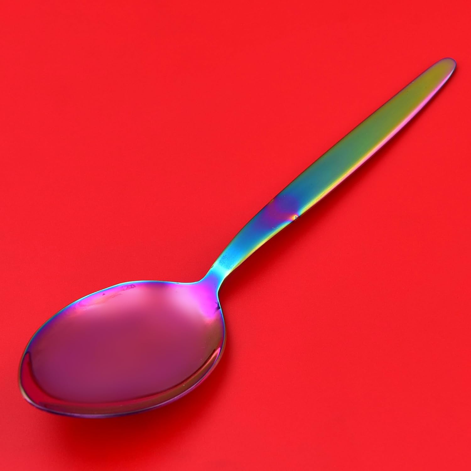 Kunz Spoons Cucharas de cocina Cucharas de cocina de acero inoxidable 1810 de titanio brillante arco iris – Cucharas chapadas de 9 pulgadas –