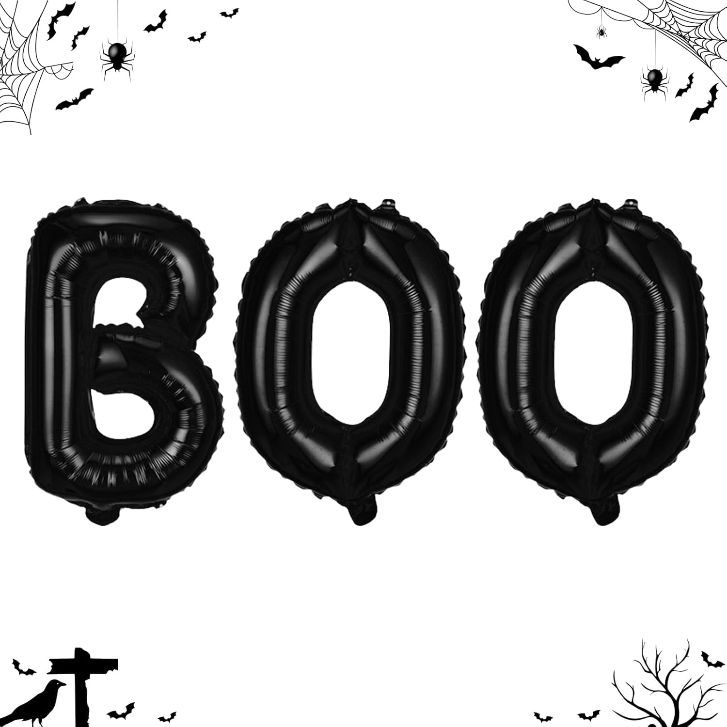 Globos de papel de aluminio de Halloween, juego de pancartas de globos negros para fiesta de Halloween, 16 pulgadas, kit de banderines para temática