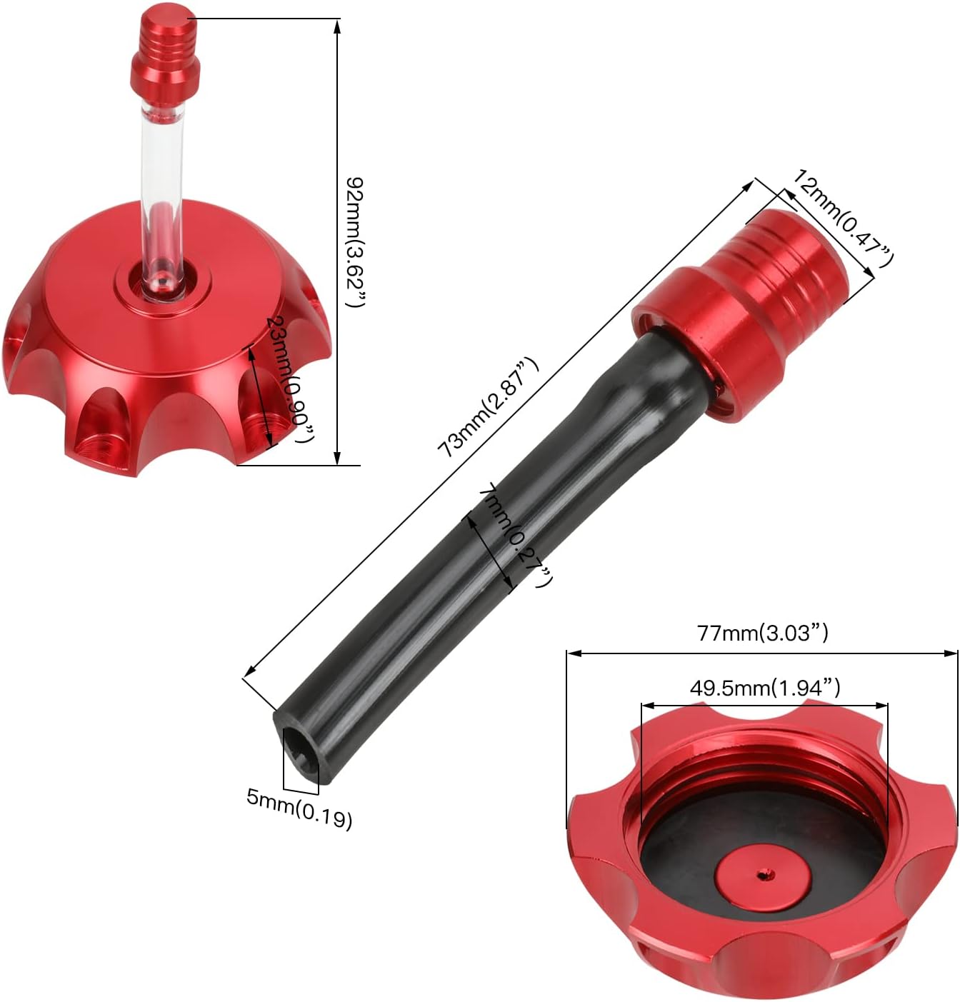GREHUA Tapa de tanque de combustible de aluminio CNC rojo con válvula de ventilación para SSR 125 Taotao DB10 DB14 SDG107 Probike 50cc 90cc 110cc