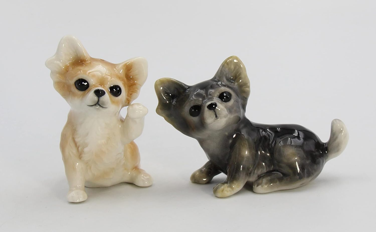 Juego de salero y pimentero de cerámica de porcelana fina para perros Chihuahua, 3-12 pulgadas de largo
