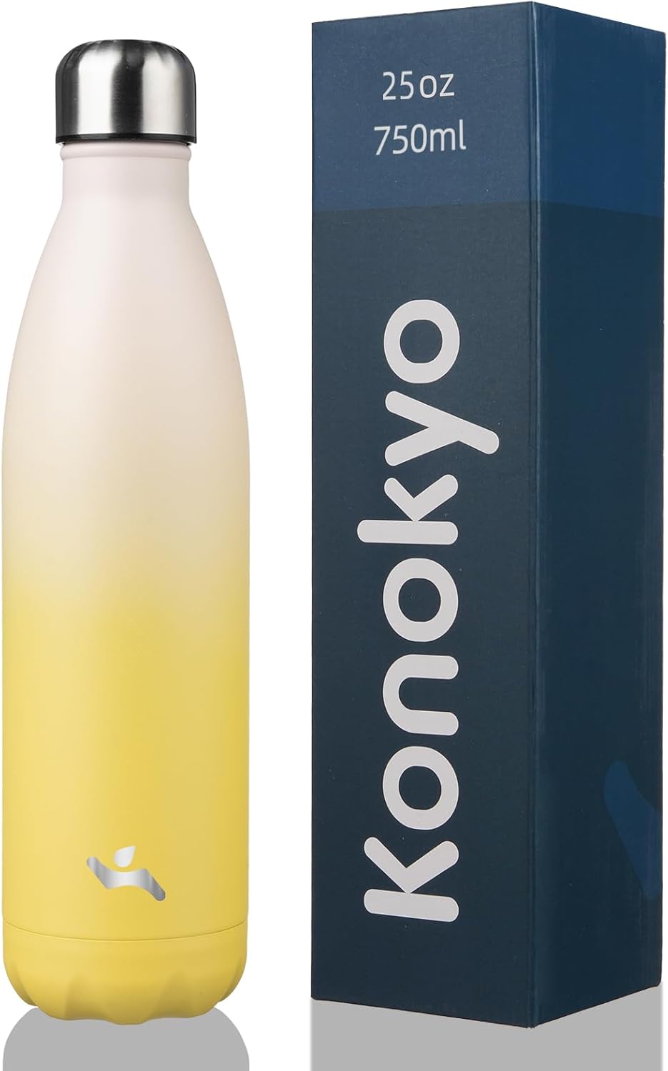 Botellas de agua aisladas, 25 onzas, doble pared de acero inoxidable, termo de metal Vacumm para viajes deportivos, limón
