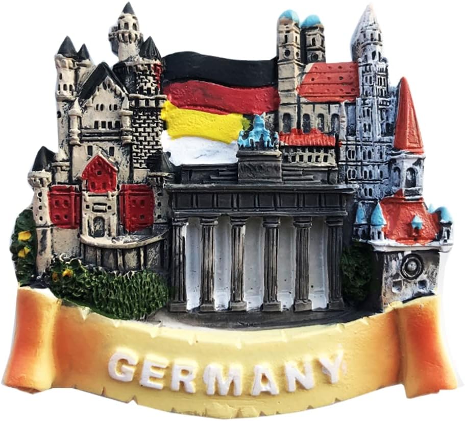 Imán de nevera 3D de Alemania, regalo de recuerdo, resina hecha a mano para refrigerador de Alemania, colección de decoración para el hogar y la
