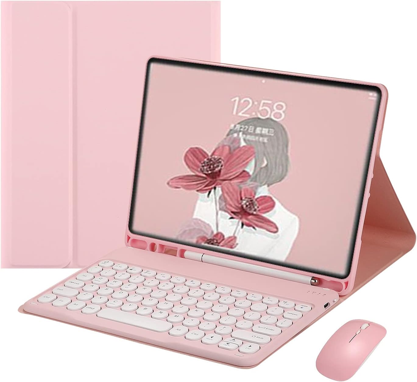 Funda de teclado para iPad Pro de 12.9 pulgadas, 6, 5, 4 generación, teclado a color, tecla redonda, lindo color caramelo, Bluetooth, funda de