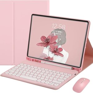 Funda de teclado para iPad Pro de 12.9 pulgadas, 6, 5, 4 generación, teclado a color, tecla redonda, lindo color caramelo, Bluetooth, funda de Funda de teclado para iPad Pro de 12.9 pulgadas, 6, 5, 4 generación, teclado a color, tecla redonda, lindo color caramelo, Bluetooth, funda de