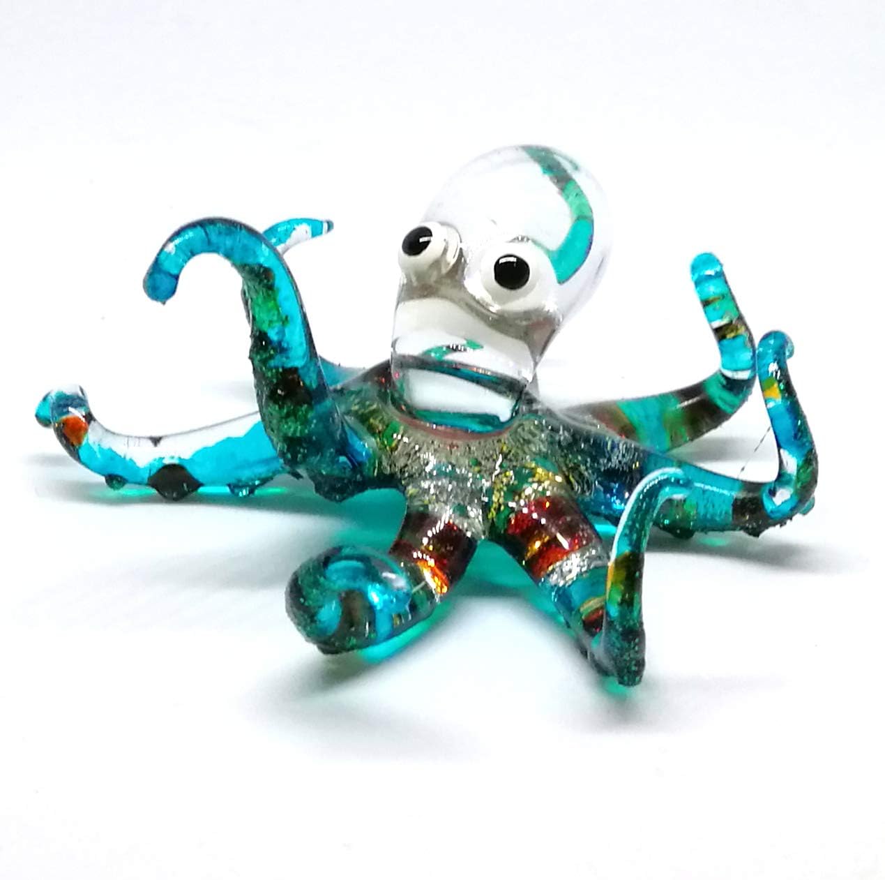 ZOOCRAFT Figura decorativa de cristal de pulpo de mar, decoración de regalo, en miniatura, soplado a mano, estilo costero azul, coleccionable para
