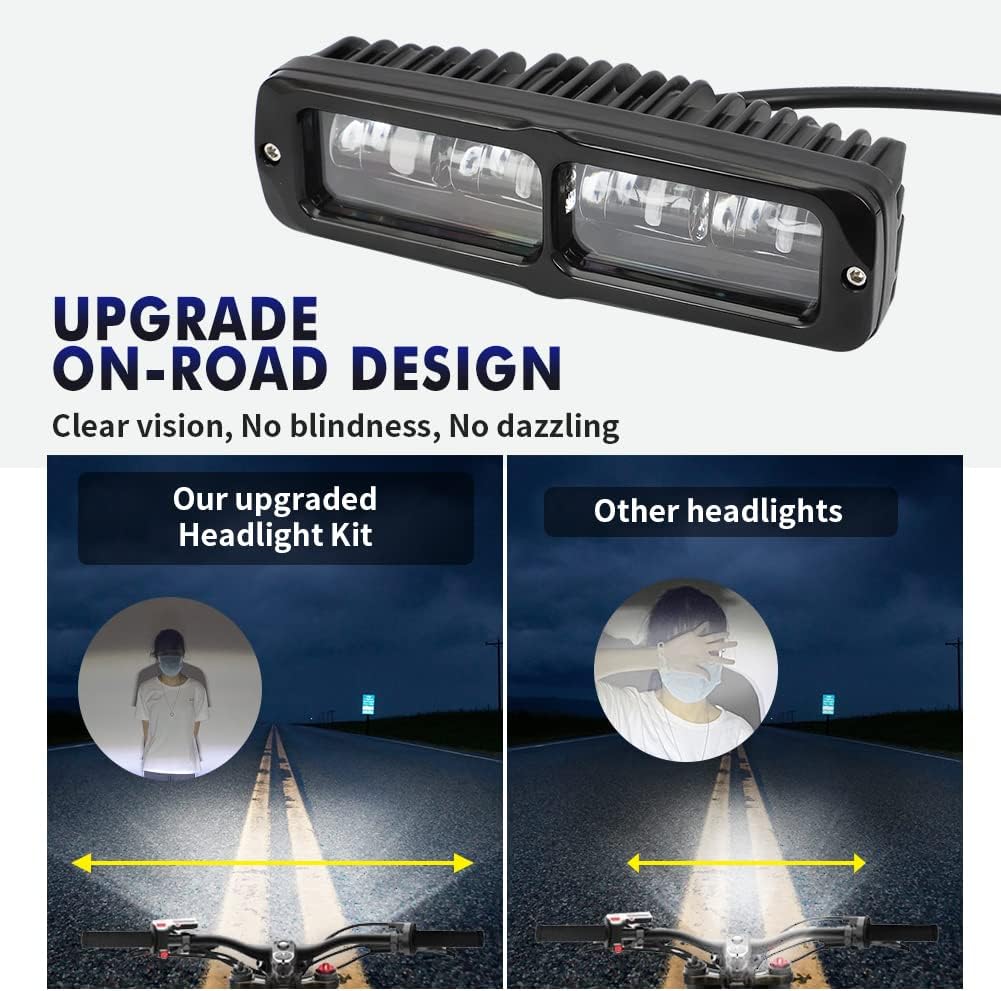 motoparty Kit de faros delanteros para Sur-Ron y Segway X260 Plug and Play Lente óptica de PC más endurecida, mayor tasa de transmisión de luz, sin