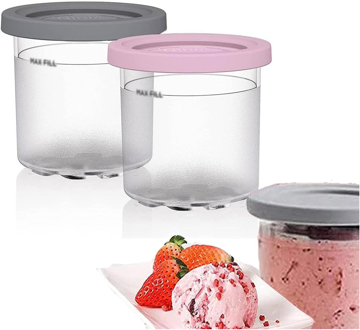 Recipientes de crema para creami, 246 unidades, recipientes de 16 onzas con tapas sin BPA, aptos para lavavajillas, compatibles con la serie NC301