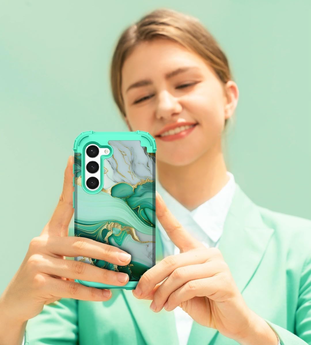 Hocase Funda para Galaxy S23, protección resistente a prueba de golpes, parachoques de goma de silicona suave+funda protectora híbrida de plástico
