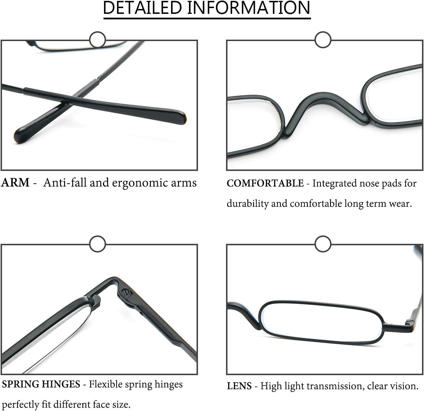 DXYXYO Mini lentes de lectura para mujeres y hombres, compactos, pequeños, de bolsillo, con estuche portátil